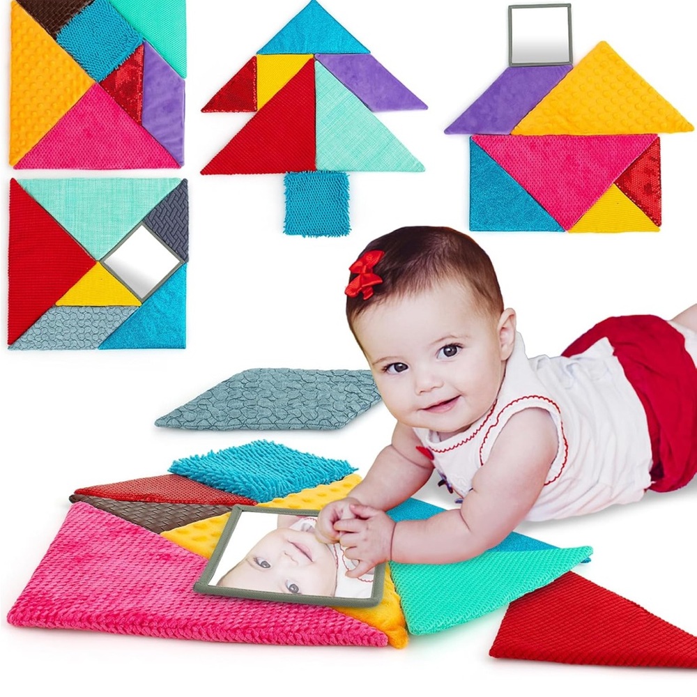 teytoy 14 Set Sensory Mini Mats Assorted Textured Play Mat Tangram NIB